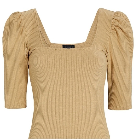 The Range Rib Knit Puff Sleeve Top NWOT in Beige Square Neck - Picture 4 of 6